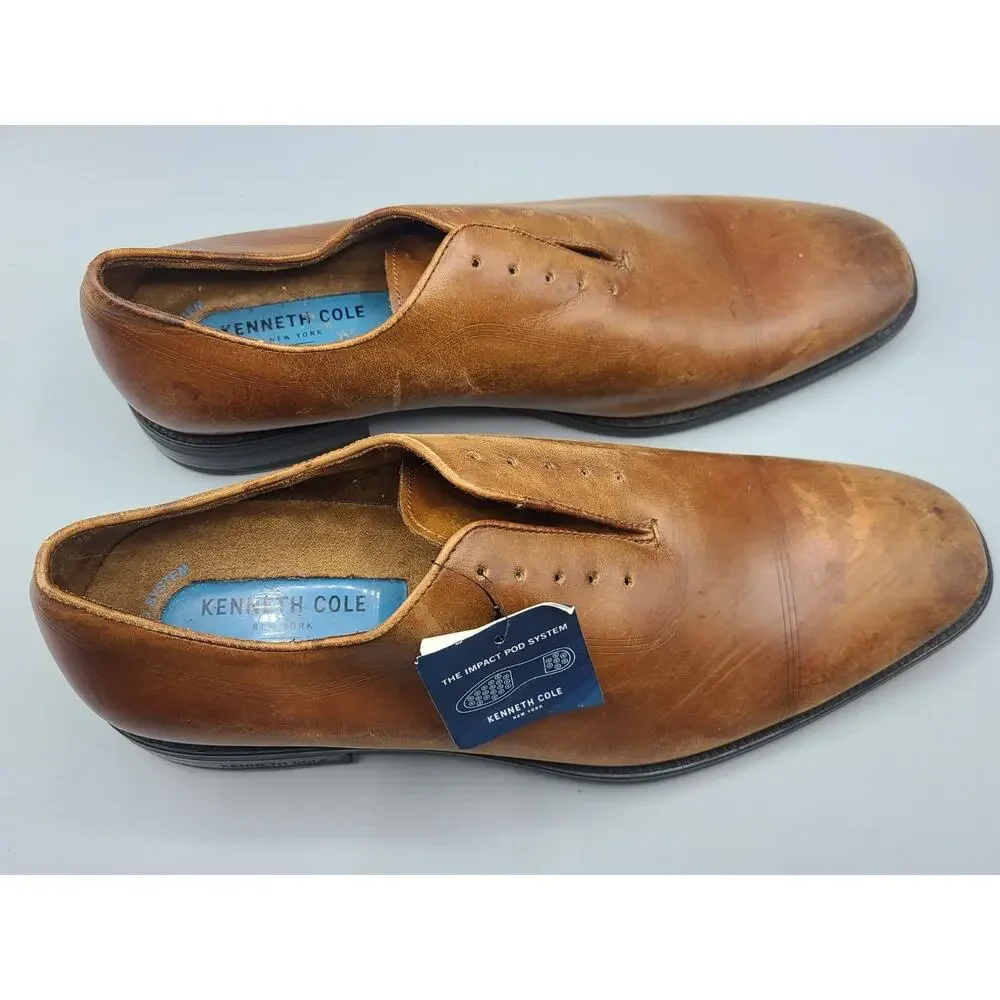 New men's 8.5 Kenneth Cole Ticketpod lace up brown leather Oxford shoes WalkBase